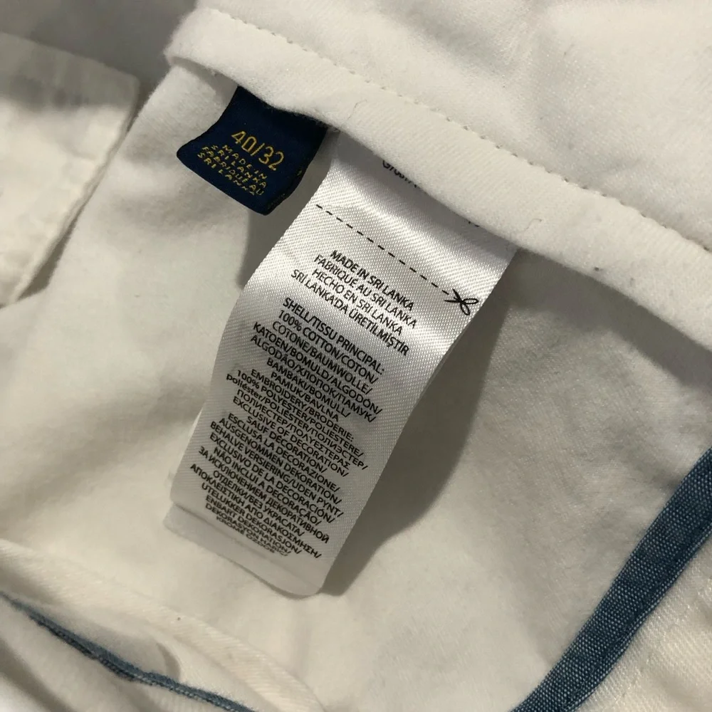 Polo Ralph Lauren Chino Pants Mens 40 White All Over Pony Slim Fit Preppy Casual